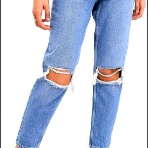 Topshop distressed high waist mom jean